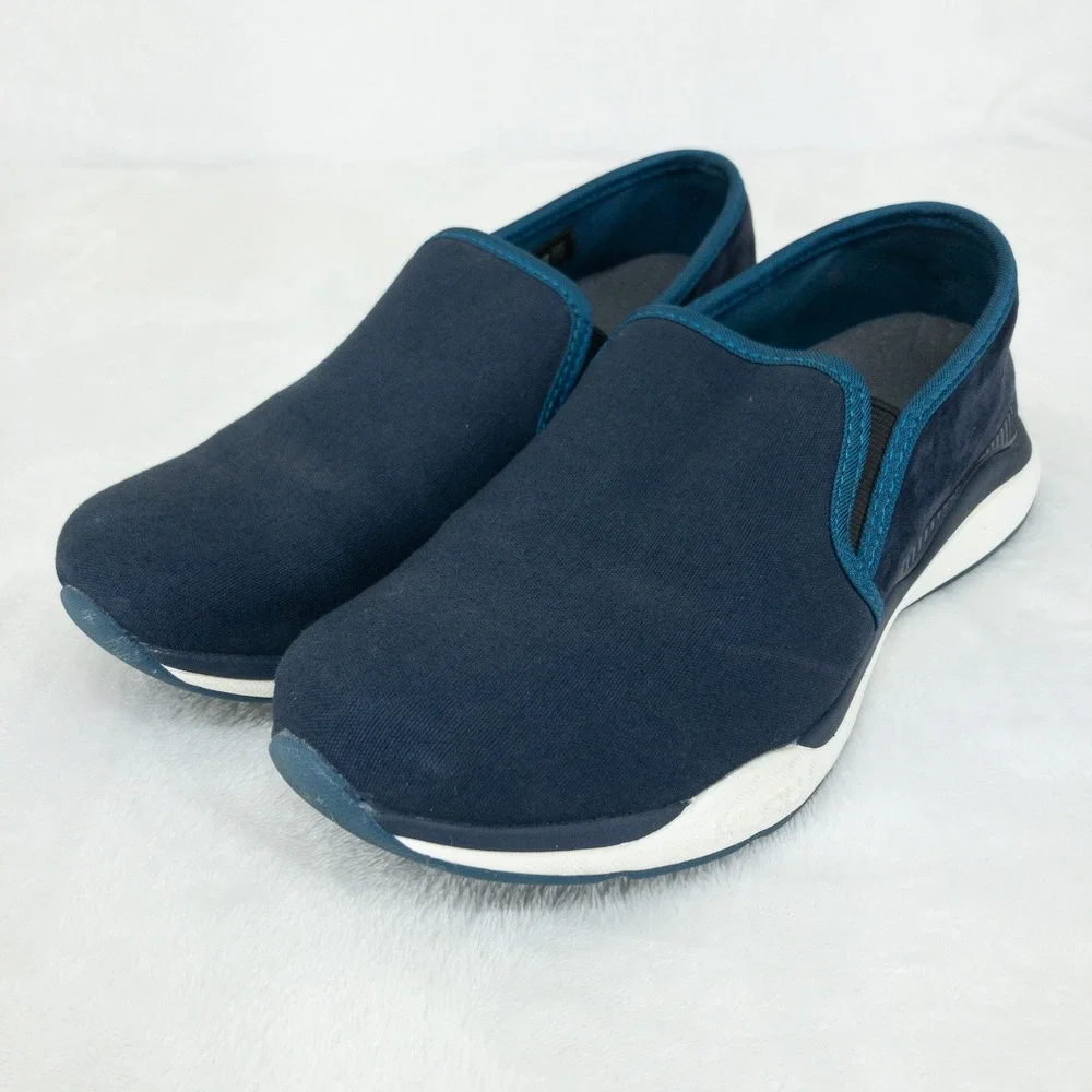 Kuru Atom Slip‎ On Womens Size 7 Navy Blue Canvas Suede Orthotic Walking Shoes